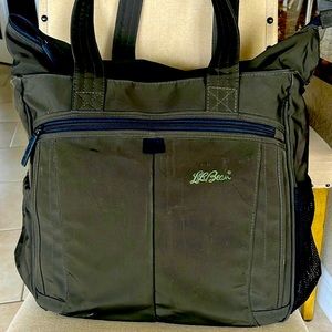 EUC LL Bean olive green large waterproof boat tote